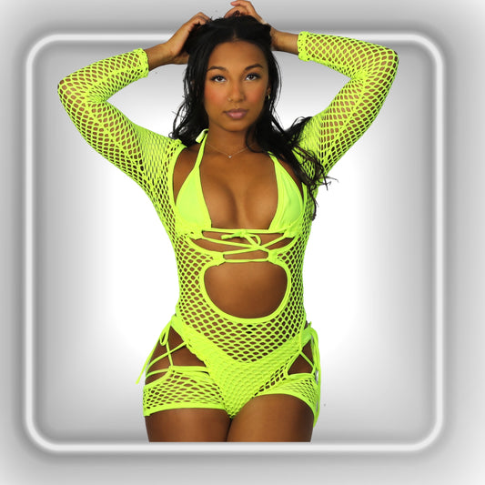 3-Piece Fishnet Jumpsuit